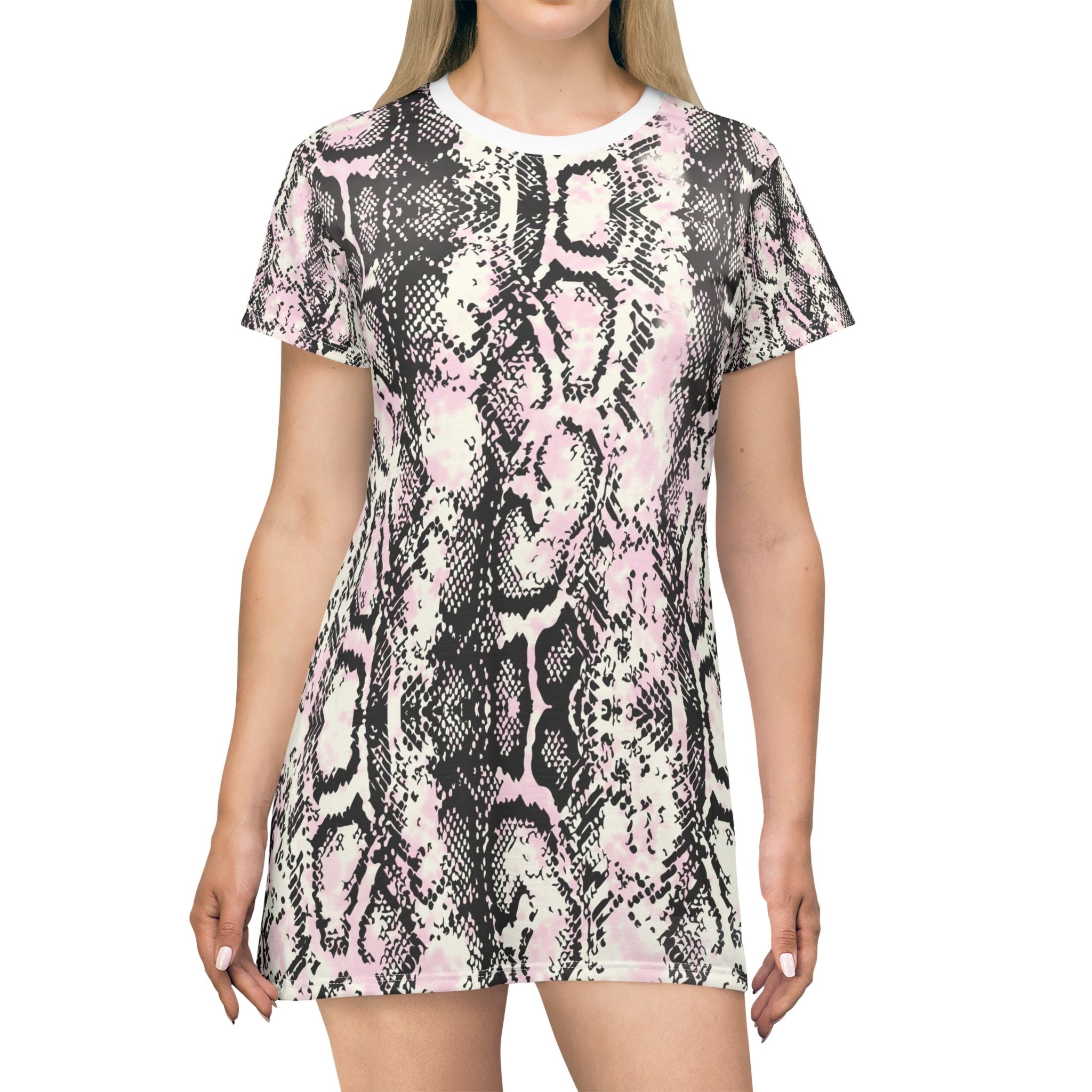 Snakeskin Print T-Shirt Dress - Stylish and Comfortable Casual Wear